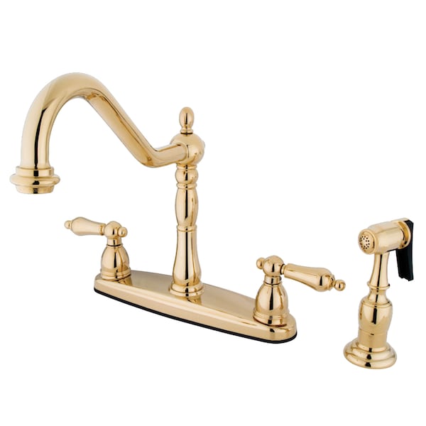 Heritage Centerset Kitchen Faucet, Polished Brass